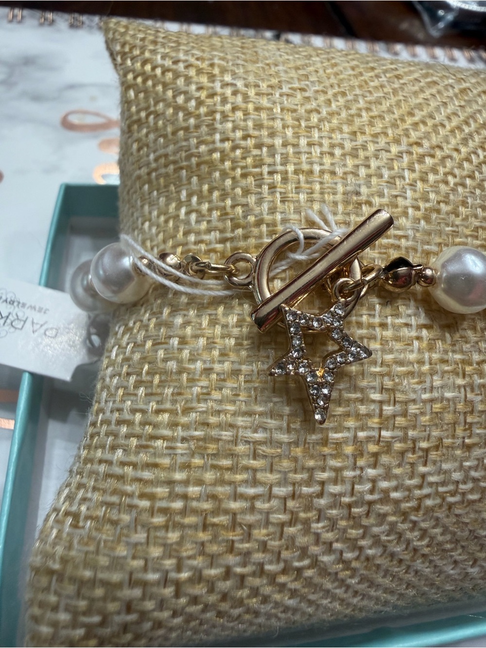 Park Lane White Pearl Bracelet with Gold Star Toggle - McKenna Collection - Picture 3 of 3